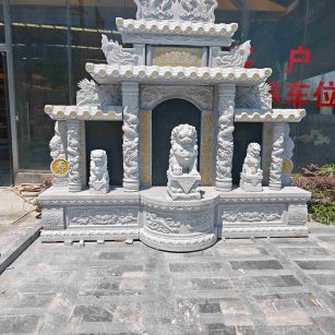 资阳芝麻白中国黑石材套墓 花岗岩墓碑